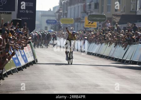 Felixstowe, UK. 7th Sep 2023. Stage five of the Tour of Britain starts and finishes in Felixstowe. Wout van Aert of team Jumbo Visma takes the stage win and is now the overall leader of the race. Credit: Eastern Views/Alamy Live News Stock Photo