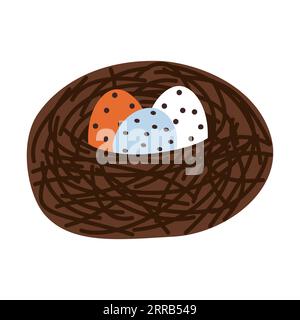 Bird Nest With Eggs Icon. Easter Illustration Stock Vector
