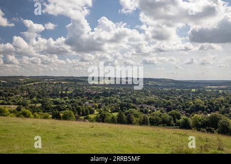 View from Lardon Chase on Streatley Hill over the Thames Valley and Streatley, Streatley, Berkshire, England, United Kingdom, Europe Stock Photo