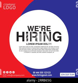 We are Hiring social media and instagram post Stock Vector