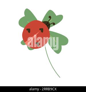 lovebug, symbol of good luck on clover leaf Stock Vector