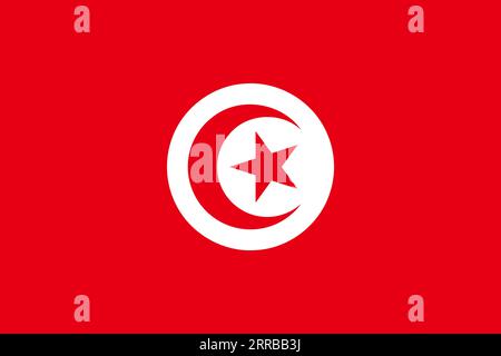 Tunisia flag with official colors and the aspect ratio of 2:3. Flat vector illustration. Stock Vector
