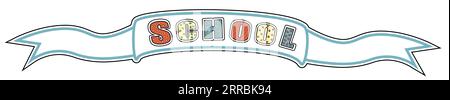 Ribbon inscription school in a simple style on a white background banner template. EPS10 vector. Stock Vector