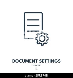 Document Settings Icon. File, Configuration, Options. Editable Stroke. Simple Vector Icon Stock Vector