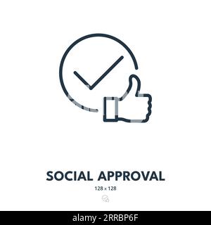 Social Approval Icon. Thumbs Up, Recommend, Support. Editable Stroke. Simple Vector Icon Stock Vector