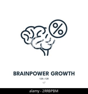 Brainpower Growth Icon. Intellect, Intelligence, Mind. Editable Stroke. Simple Vector Icon Stock Vector