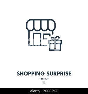 Shopping Surprise Icon. Gift, Present, Store. Editable Stroke. Simple Vector Icon Stock Vector