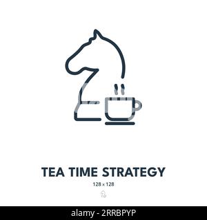 Tea Time Strategy Icon. Drink, Cup, Break. Editable Stroke. Simple Vector Icon Stock Vector