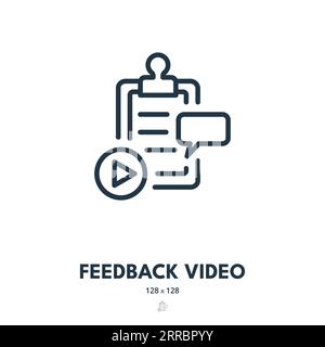 Feedback Video Icon. Rating, Opinion, Evaluation. Editable Stroke. Simple Vector Icon Stock Vector