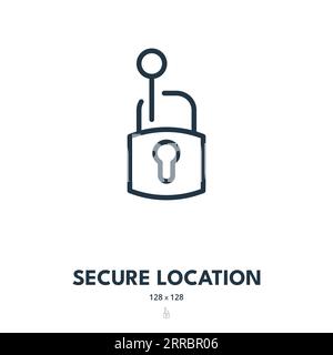 Secure Location Icon. Navigation, GPS, Position. Editable Stroke. Simple Vector Icon Stock Vector
