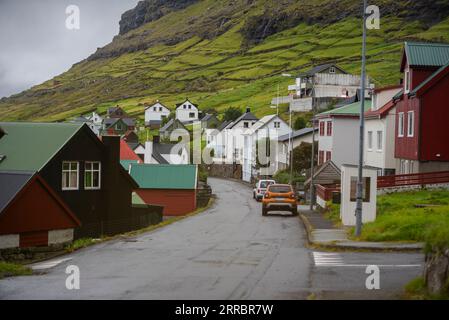 The village of Haldorsvik on the island of Streymoy in the Faroe Islands. Stock Photo