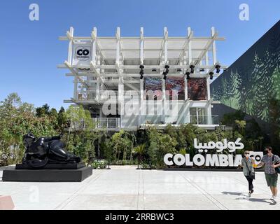 211008 -- DUBAI, Oct. 8, 2021 -- Photo taken on Oct. 7, 2021 shows the Colombia Pavilion of Expo 2020 Dubai in Dubai, the United Arab Emirates. Following a year-long delay due to the COVID-19 pandemic, the much-awaited Expo 2020 Dubai opened its doors to visitors on Oct.1.  UAE-DUBAI-EXPO 2020-PAVILIONS SuxXiaopo PUBLICATIONxNOTxINxCHN Stock Photo