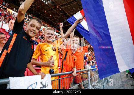 Eindhoven, Netherlands. 07th Sep, 2023. EINDHOVEN, NETHERLANDS - SEPTEMBER 7: fans of the Netherlands with flags during the UEFA EURO 2024 European Qualifiers match between Netherlands and Greece at the Philips Stadion on September 7, 2023 in Eindhoven, Netherlands (Photo by Broer van den Boom/Orange Pictures) Credit: Orange Pics BV/Alamy Live News Stock Photo