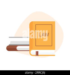 Law and legal books. Court and justice scene. Services of lawyer, notary, attorney. Vector illustration in a trendy flat style. Stock Vector