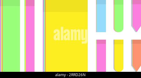 Big vector set of bright colorful stickers for notes in various widths and shapes in trendy shades. Isolate. EPS. Design element for poster, banner, brochure, greeting or invitation card, price or web Stock Vector