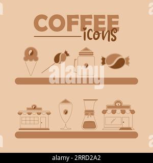 Set of different coffee icons Vector Stock Vector