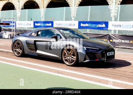 Line up of Audi R8 V10 Coupe Performance cars on the starting grid at ...
