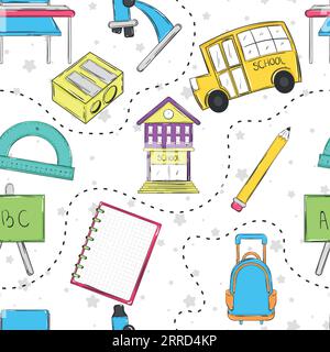 Seamless pattern background with school supply icons Vector Stock Vector