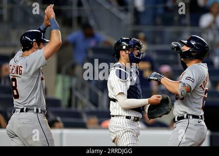 Detroit Tigers' Matt Vierling bats against the San Diego Padres during the  third inning of a baseball game Sunday, July 23, 2023, in Detroit. (AP  Photo/Duane Burleson Stock Photo - Alamy