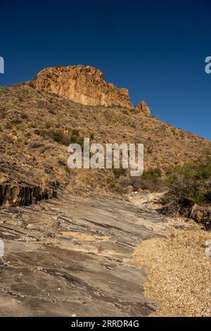 Stone Floor of Smoky Creek Wash in Big Bend National Park Stock Photo