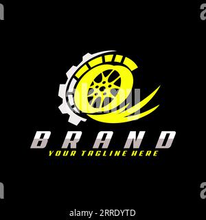 auto wheel sport racing flame logo design vector Stock Vector