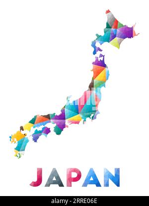 Japan - colorful low poly country shape. Multicolor geometric triangles. Modern trendy design. Vector illustration. Stock Vector