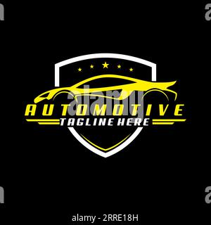 automotive sport car shiled star logo design vector Stock Vector