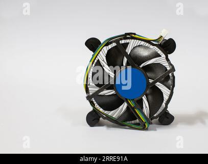 Computer CPU fan and heatsink isolated on white background Stock Photo