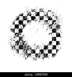 Checkered flag circle frame grunge racing lines Stock Vector