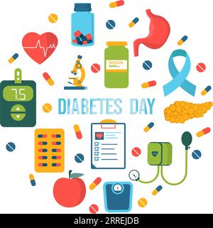 World Diabetes Day Vector Illustration on 14 November with Doctors Testing Blood for Glucose and Measuring Sugar in Flat Cartoon Background Design Stock Vector