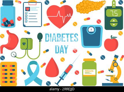 World Diabetes Day Vector Illustration on 14 November with Doctors Testing Blood for Glucose and Measuring Sugar in Flat Cartoon Background Design Stock Vector