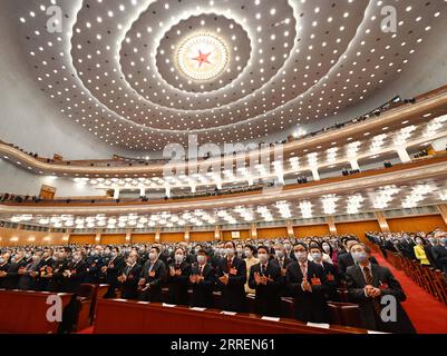 220310 -- BEIJING, March 10, 2022 -- The closing meeting of the fifth session of the 13th National Committee of the Chinese People s Political Consultative Conference CPPCC is held at the Great Hall of the People in Beijing, capital of China, March 10, 2022.  TWO SESSIONS CHINA-BEIJING-CPPCC-ANNUAL SESSION-CLOSING MEETING CN RaoxAimin PUBLICATIONxNOTxINxCHN Stock Photo