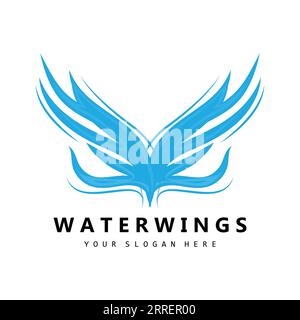 Water Wave Logo, Earth Element Vector, Water Wings Logo Design Style, Brand Icon, Sticker Stock Vector