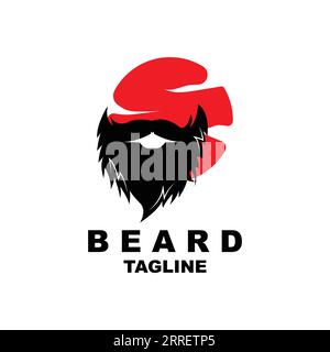 Beard Logo Design, Male Look Hair Vector, Men's Barbershop Style Design Stock Vector