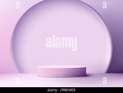 3D soft purple podium with purple pastel circles background is a perfect mockup for product display. vector illustration Stock Vector