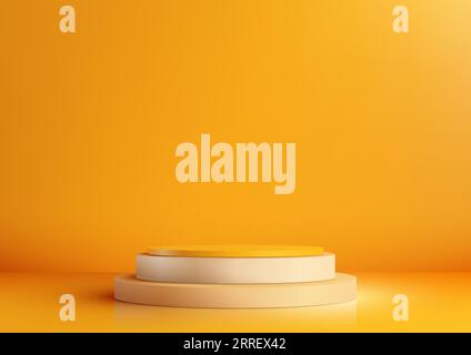 3D image of a yellow and white podium on a yellow background is perfect for product display mockups, presentations, and marketing materials. Vector il Stock Vector