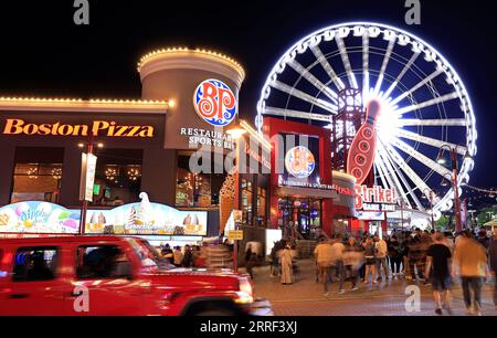 Niagara Falls city by night, Canadian city on the western bank of the Niagara River. City has many business and entertainments options design for tour Stock Photo