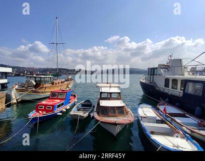 220327 -- ISTANBUL, March 27, 2022 -- Boats are seen in the waters of the Bosphorus Strait, Istanbul, Turkey, March 26, 2022. Shadati TURKEY-ISTANBUL-BOSPHORUS STRAIT ShaxDati PUBLICATIONxNOTxINxCHN Stock Photo