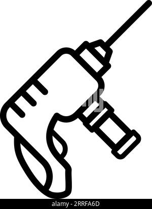 Manual electric drill line icon as an editable outline for web design Stock Vector