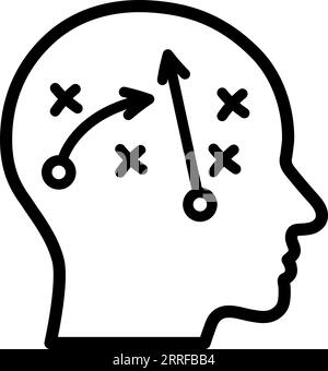 Line icon of strategy in the human head as a concept of tactic and strategic plan Stock Vector