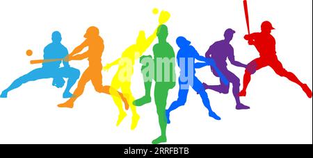 Baseball Silhouette Players Player Silhouettes Stock Vector