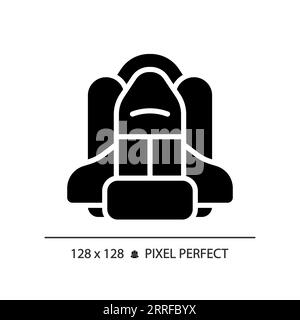 Space shuttle pixel perfect black glyph icon Stock Vector