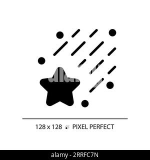Falling star pixel perfect black glyph icon Stock Vector
