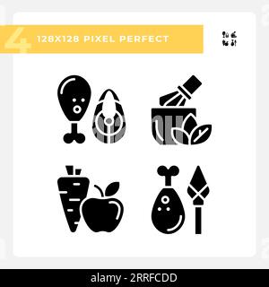 2D pixel perfect glyph style allergen free icons collection Stock Vector