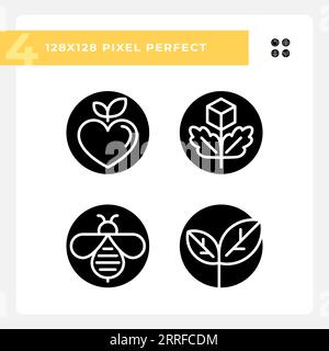 Pixel perfect allergen free glyph style icons pack Stock Vector