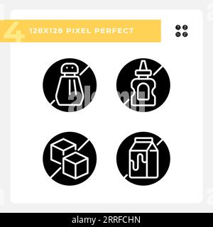 Pixel perfect glyph style allergen free icons set Stock Vector