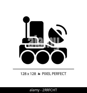 Lunar rover pixel perfect black glyph icon Stock Vector