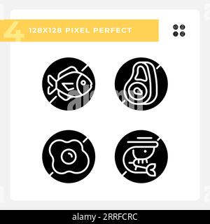 2D pixel perfect allergen free silhouette icons set Stock Vector