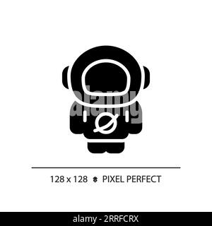 Astronaut pixel perfect black glyph icon Stock Vector
