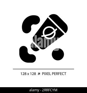 Astronaut food pixel perfect black glyph icon Stock Vector